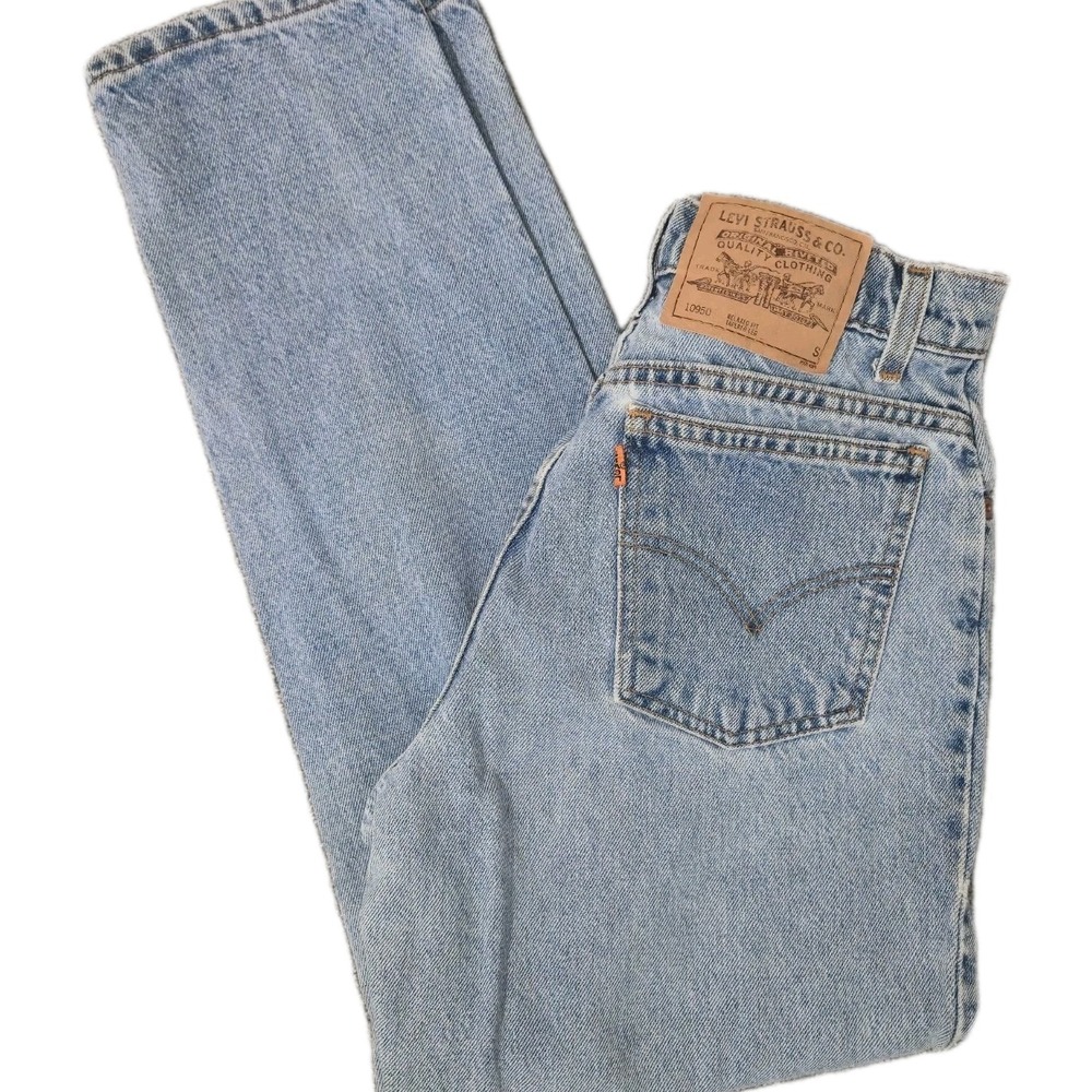 VTG Levi's 950 Orange Tab Relaxed Fit Tapered Leg Jeans Size 9 Jr Western Blue